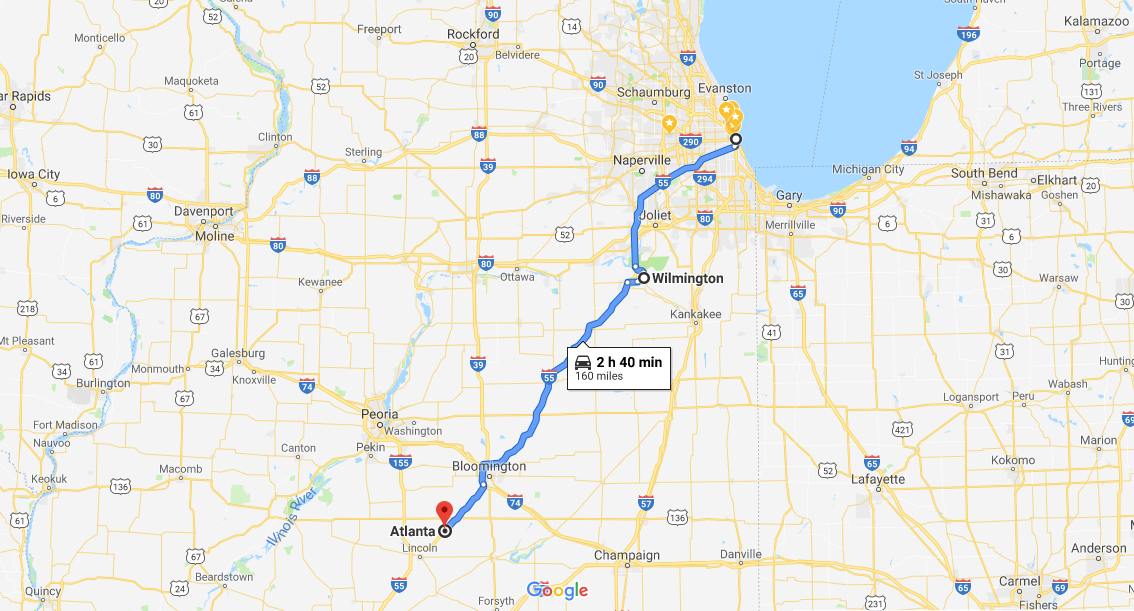 Route 66 road map Illinois