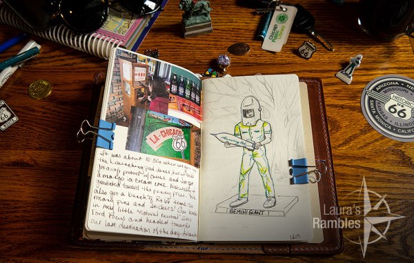 Gemini Giant sketch in my Route 66 Traveler's Notebook