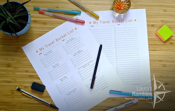 Free travel bucket list template