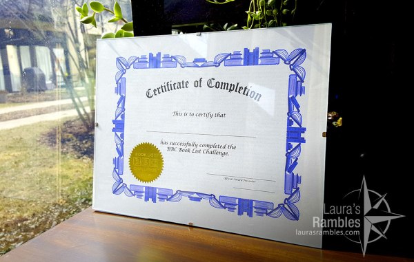 The framed certificate I presented to Joe. Notice the gold medal I made!